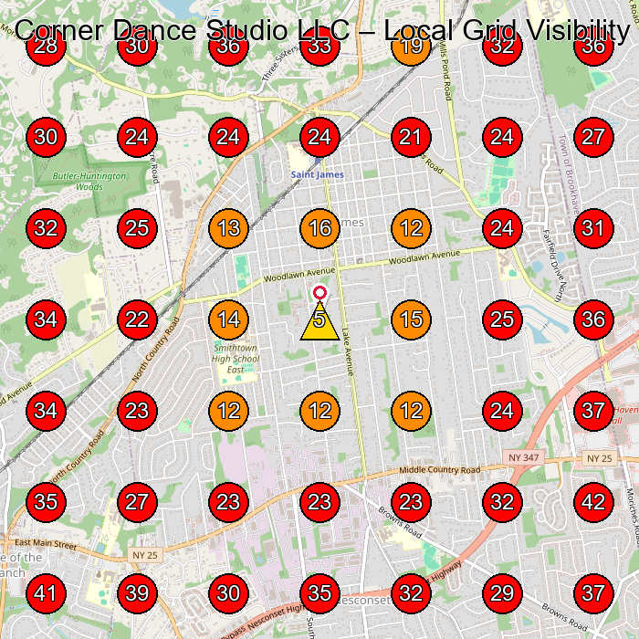 Corner Dance Studio LLC GeoGrid visibility map for Dance School in Nesconset